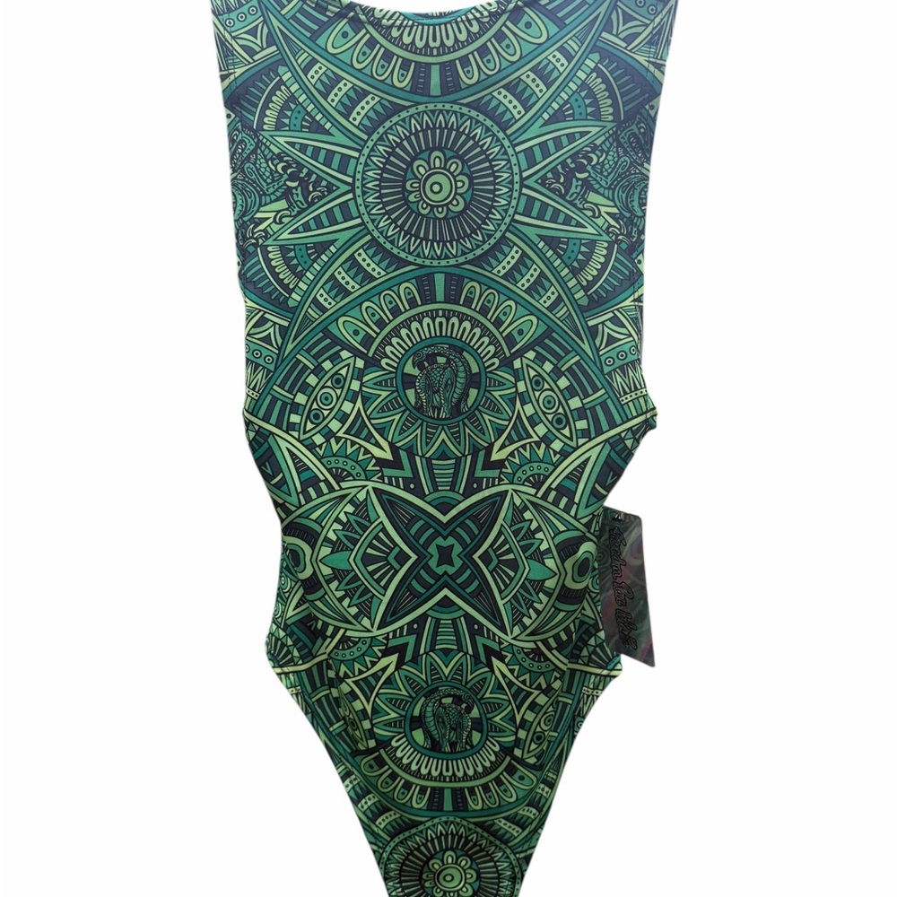 Vibrant Green Patterned Swimsuit